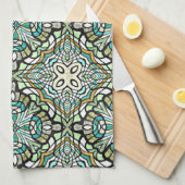 Mint Green Turquoise Hip Bohemian Bali Art Motif Theedoek (Quarter Fold)