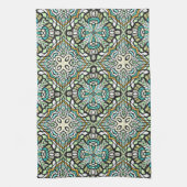 Mint Green Turquoise Hip Bohemian Bali Art Motif Theedoek (Verticaal)