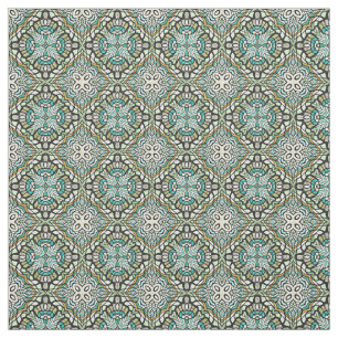 Mint Green Turquoise Retro Nouveau Deco Patroon Stof