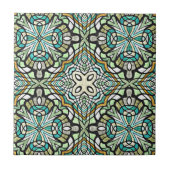 Mint Green Turquoise Retro Nouveau Deco Patroon Tegeltje (Voorkant)