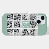 Mint Green Unique Photo Collage Custom Monogram Case-Mate iPhone Case (Achterkant (horizontaal))