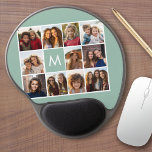 Mint Green Unique Photo Collage Custom Monogram Gel Muismat<br><div class="desc">Gebruik tot 11 vierkante Instagram of selfie telefoonfoto's om een uniek en persoonlijk cadeau te creëer. Of je kunt de hipster puppy houden en een trendy keepslag maken. Als u de afbeeldingen moet aanpassen,  klik op het aanpassingshulpmiddel om veranderingen aan te brengen.</div>