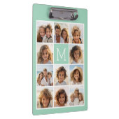 Mint Green Unique Photo Collage Custom Monogram Klembord (Rechts)