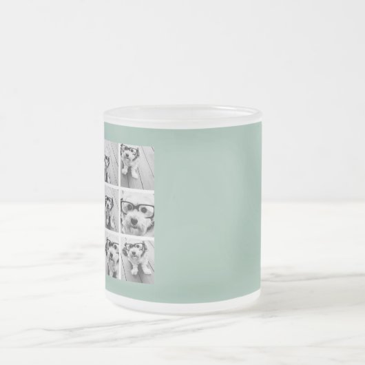 Mint Green Unique Photo Collage Custom Monogram Matglas Koffiemok (Center)