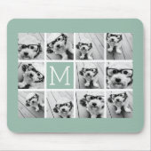 Mint Green Unique Photo Collage Custom Monogram Muismat (Voorkant)
