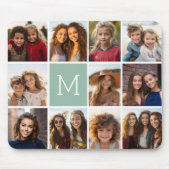 Mint Green Unique Photo Collage Custom Monogram Muismat (Voorkant)