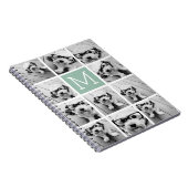 Mint Green Unique Photo Collage Custom Monogram Notitieboek (Rechterzijde)