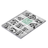 Mint Green Unique Photo Collage Custom Monogram Notitieboek (Linkerzijde)