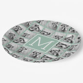 Mint Green Unique Photo Collage Custom Monogram Papieren Bordje (Gekanteld)