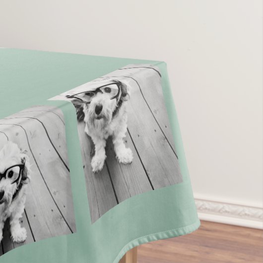 Mint Green Unique Photo Collage Custom Monogram Tafelkleed (Voorbeeld)