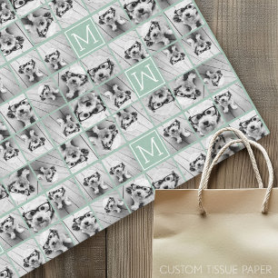 Mint Green Unique Photo Collage Custom Monogram Tissuepapier