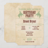 Mint Green Vintage Cowboy Birthday Uitnodiging (Voorkant / Achterkant)