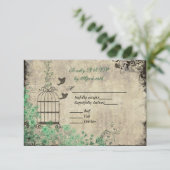 Mint Green  Vogelkooi Wedding R.S.V.P. Kaart (Staand voorkant)