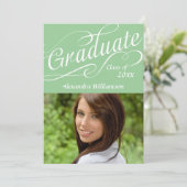 Mint Green W/Zwirly Script Celebrate Kaart (Staand voorkant)