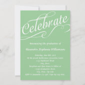 Mint Green W/Zwirly Script Celebrate Kaart (Achterkant)