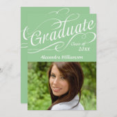 Mint Green W/Zwirly Script Celebrate Kaart (Voorkant / Achterkant)