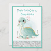 Mint Green Water Baby Dinosaur Shower Kaart (Voorkant)