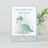 Mint Green Water Baby Dinosaur Shower Kaart (Staand voorkant)