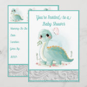 Mint Green Water Baby Dinosaur Shower Kaart (Voorkant / Achterkant)