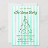 Mint Green Watercolor Stripe Christmas Party       Kaart (Voorkant)