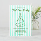 Mint Green Watercolor Stripe Christmas Party       Kaart (Staand voorkant)