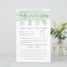 Mint Green Waterverf Baby Predictions Game
