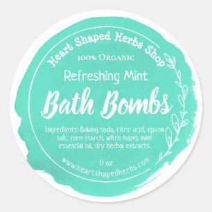 Mint Green Waterverf badbom Ronde Sticker