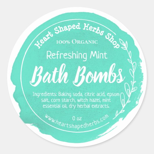 Mint Green Waterverf badbom Ronde Sticker (Voorkant)