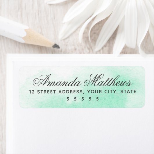 Mint green waterverf calligraphy scriptadres etiket (Insitu)