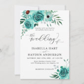 Mint Green Waterverf Floral Elegant Wedding Kaart (Voorkant)