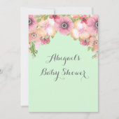 Mint Green Waterverf Flowers Baby shower Kaart (Voorkant)