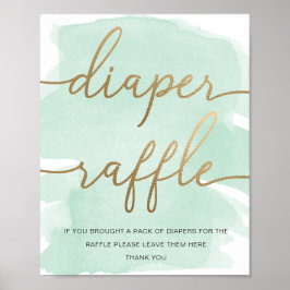 Mint Green Waterverf Gold Diaper Raffle Poster