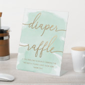 Mint Green Waterverf Gold Diaper Raffle Reclamebord Met Voetstuk (Insitu)
