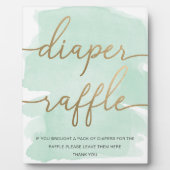 Mint Green Waterverf Gold Diaper Raffle Sign Fotoplaat (Voorkant)