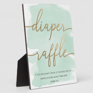 Mint Green Waterverf Gold Diaper Raffle Sign Fotoplaat