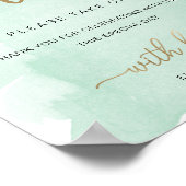 Mint Green Waterverf Gold Favors Sign Poster (Hoek)