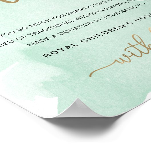 Mint Green Waterverf Gold in plaats van Favors Sig Poster (Hoek)