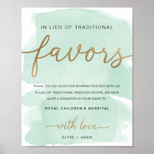 Mint Green Waterverf Gold in plaats van Favors Sig Poster