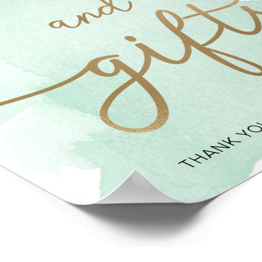 Mint Green Waterverf Gold Kaarten en cadeaubonnen Poster (Hoek)