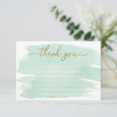 Mint Green Waterverf Hartelijk dank Kaart (Staand voorkant)