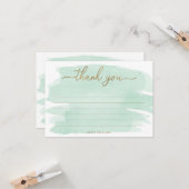 Mint Green Waterverf Hartelijk dank Kaart (Voorkant / Achterkant in situ)