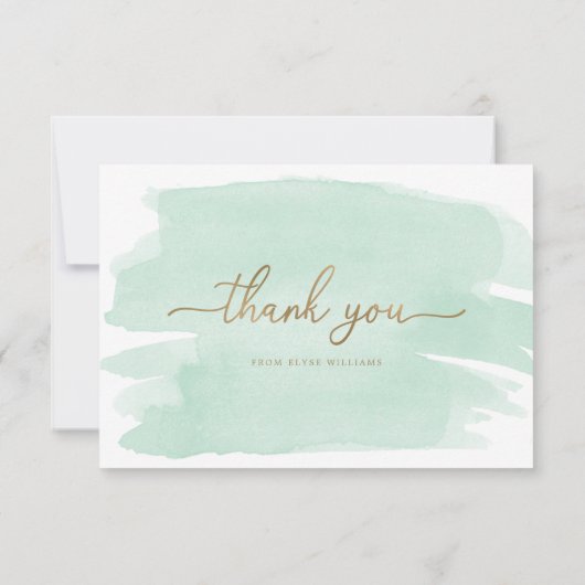 Mint Green Waterverf Hartelijk dank Kaart (Achterkant)