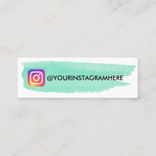 Mint Green Waterverf Instagram Mini Visitekaartje (Voorkant)