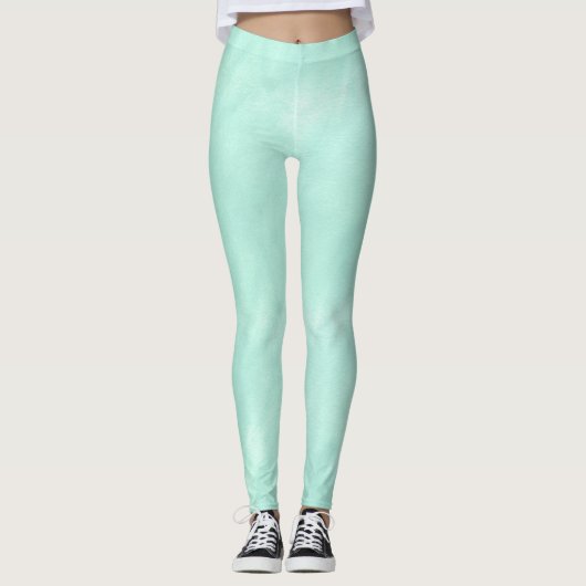 Mint Green Waterverf lichtgroen Leggings (Voorkant)
