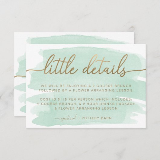 Mint Green Waterverf Little Details Insert Kaart (Voorkant / Achterkant)