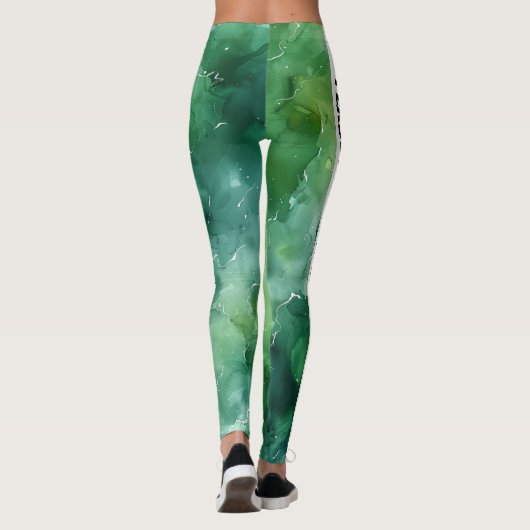 Mint Green Waterverf PERSONALISEREN Leggings (Achterkant)