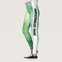 Mint Green Waterverf PERSONALISEREN Leggings