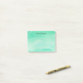 Mint Green Waterverf Personalized Post-it® Notes (Op bureau)