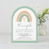 Mint Green Waterverf Rainbow Arch Baby shower Kaart (Staand voorkant)