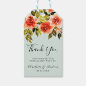 Mint Green Waterverf Rozen Weddenschap Bedankt Cadeaulabel (Voorkant)